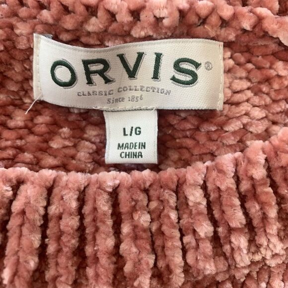 Orvis Sweater Womens L Chenille Chunky Knit Pink Crew Neck Pullover Casual Top - Picture 3 of 3